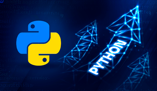 Seta indicando o crescimento no uso e popularidade do Python